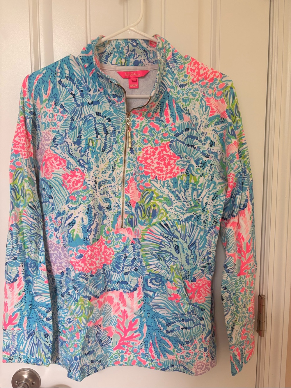 Lilly Pulitzer Lovers Coral Reef Print Half-Zip Skipper Pop Over pullover